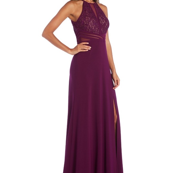 Morgan & Co. Sequins Lace Halter Form-Fitting Maxi Dress Gown Junior Size 7 NWT - Picture 11 of 13